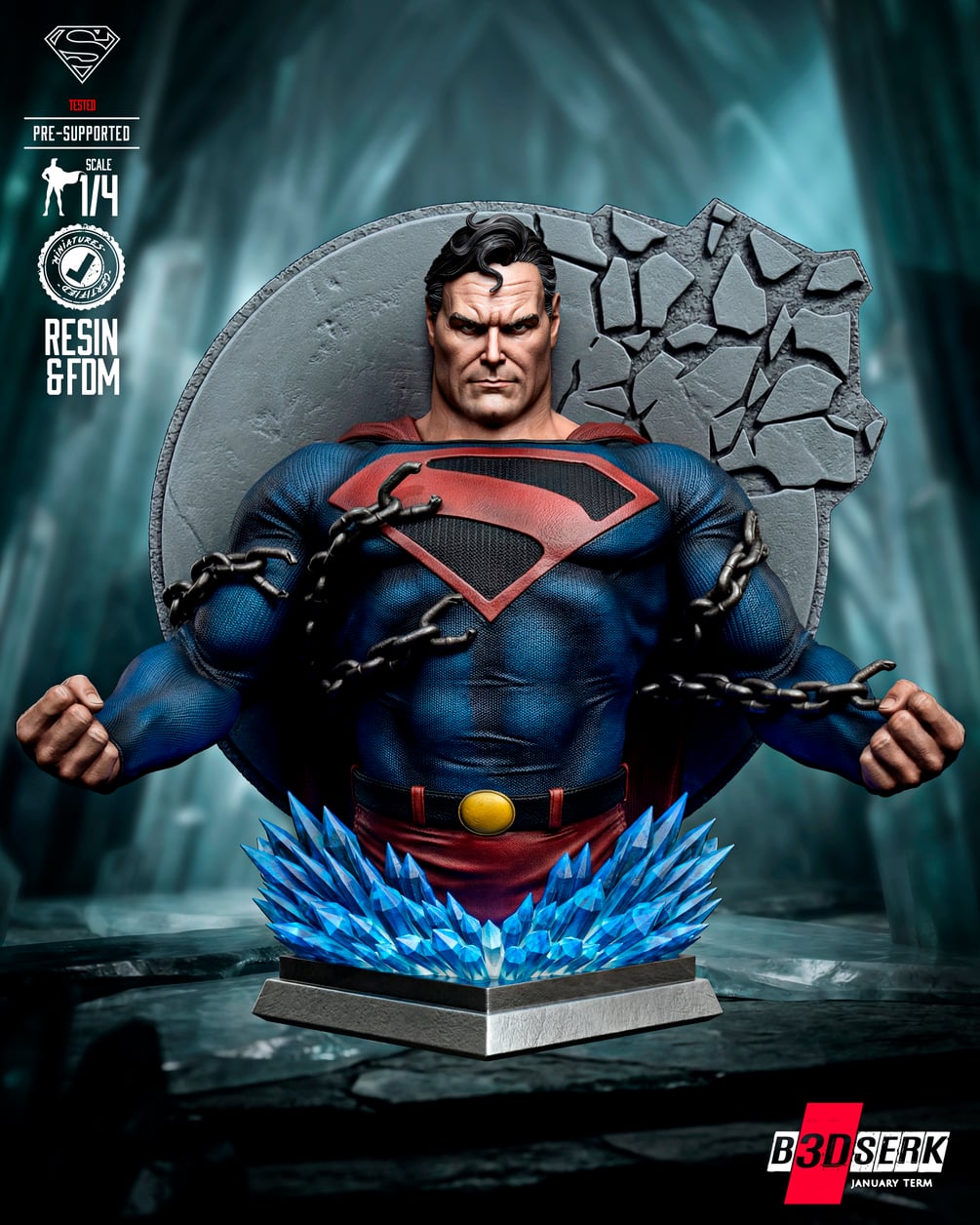 B3DSERK January Term 2026 Superman Kingdom Come Portrait Bust ready for printing