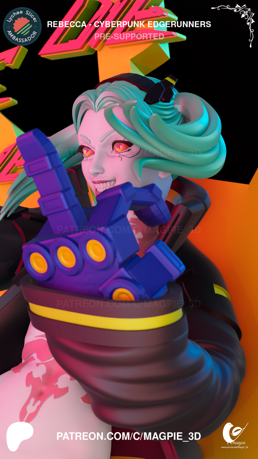 Rebecca CyberPunk EdgeRunners MagPie_3d