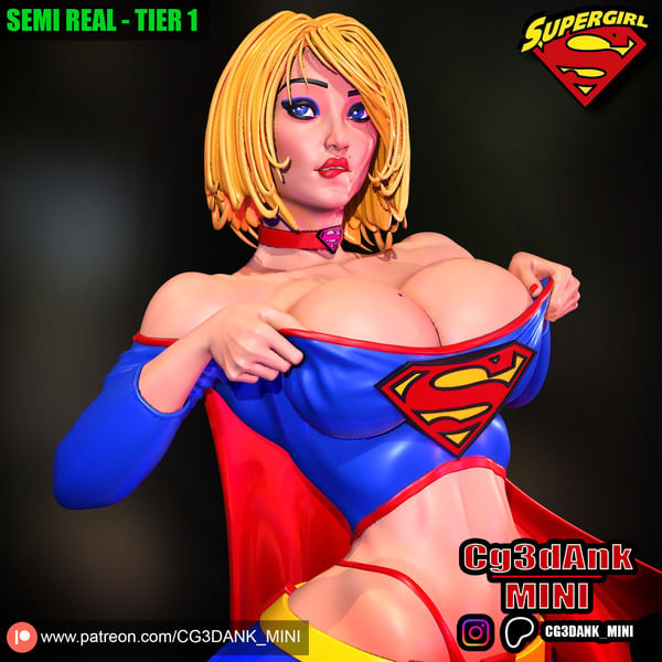 SUPER GIRL - SEMI REALISTIC (FAN ART) STL for 3d printing