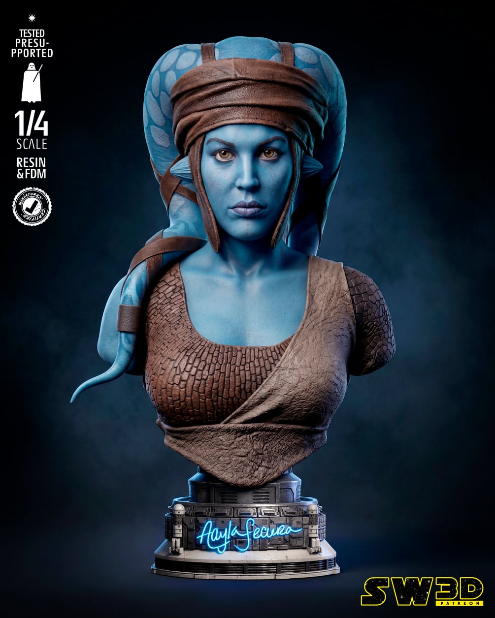 SW3D April 2026 Term Aayla Secura Portrait Bust - Star Wars 3D Models - Tested and Ready for 3D printing