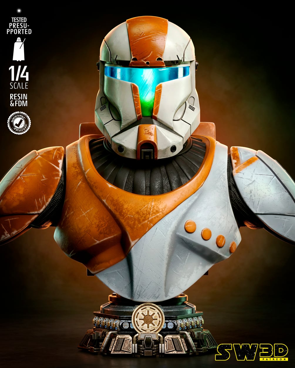 SW3D May 2026 Term Clone Commando Portrait Bust - Star Wars 3D Models - Tested and Ready for 3D printing