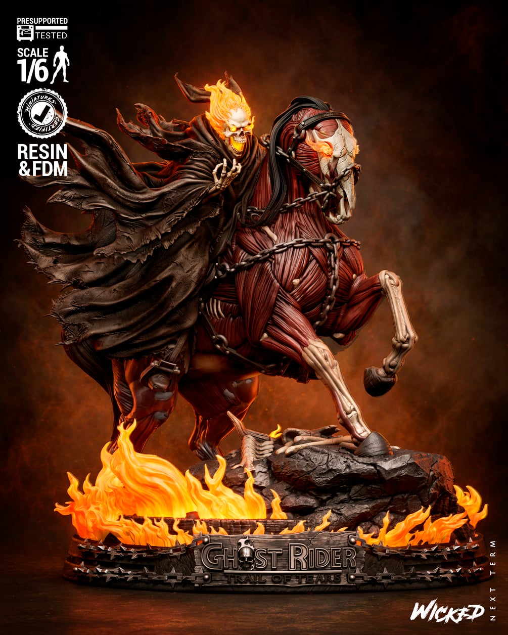 Wicked Marvel April 2026 Term Ghost Rider Caleb Sculpture: Tested and ready for 3D printing