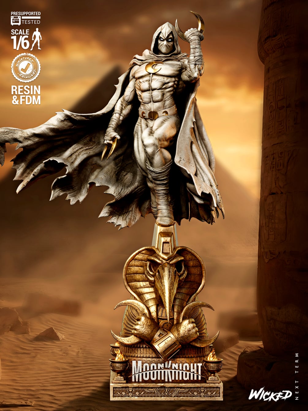 Wicked Marvel January 2026 Term Moon Knight Sculpture: Tested and ready for 3D printing