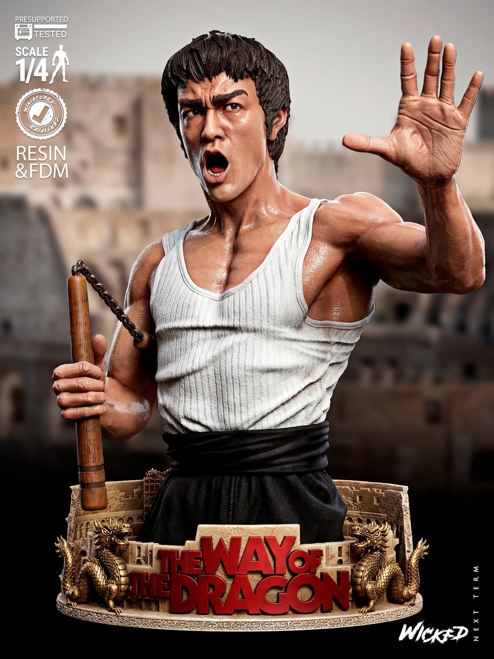Wicked Movies Term Bruce Lee Portrait Bust: Tested and ready for 3D printing