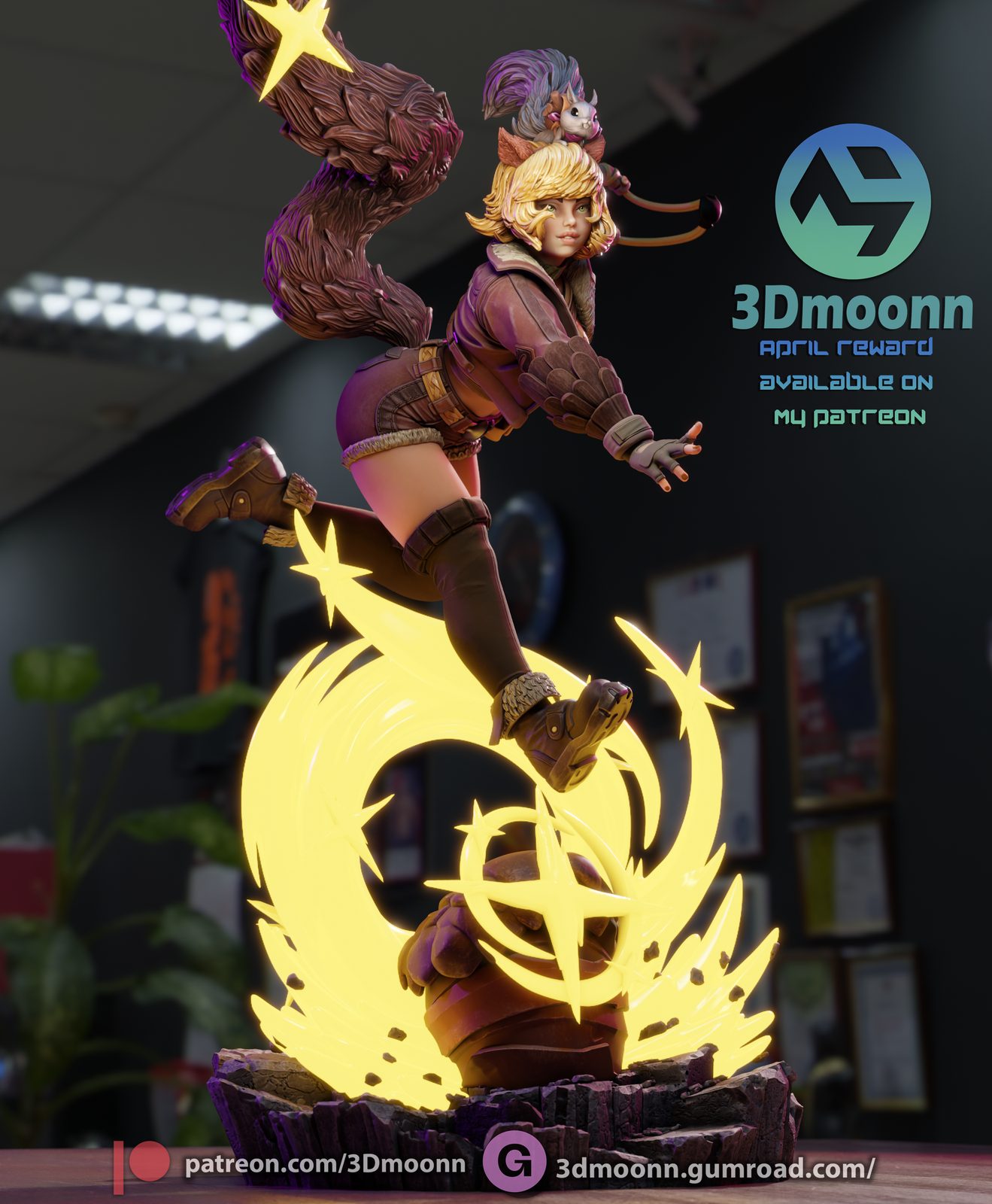 3Dmoonn Squirrel Girl Stl view 2