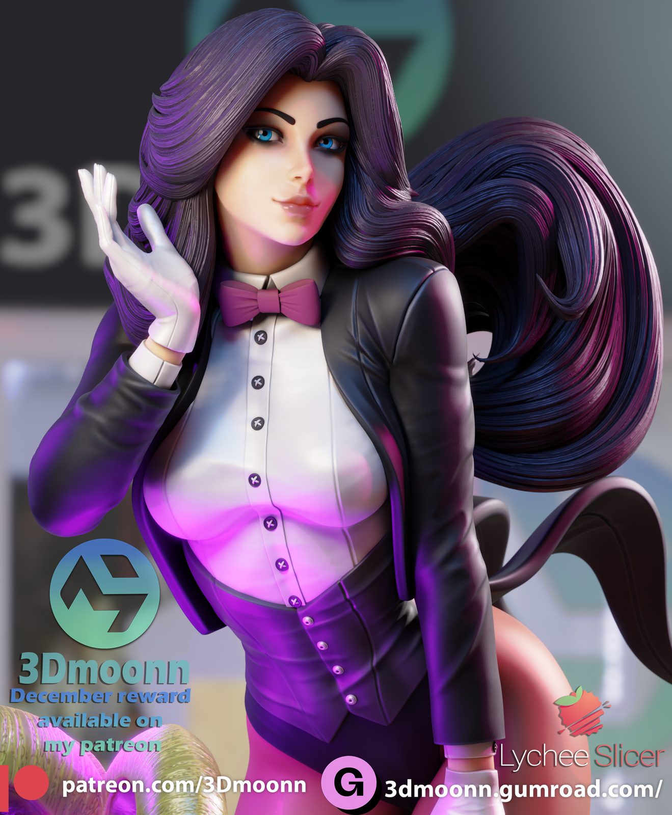 3Dmoonn Zatanna Stl Basic Tier view 3