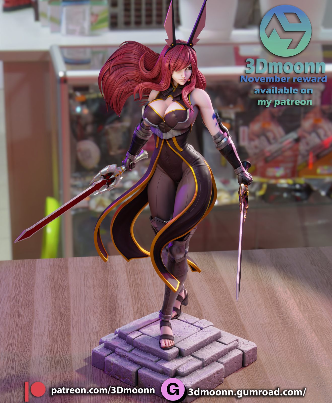 3Dmoonn Erza Scarletfairy Tail view 3