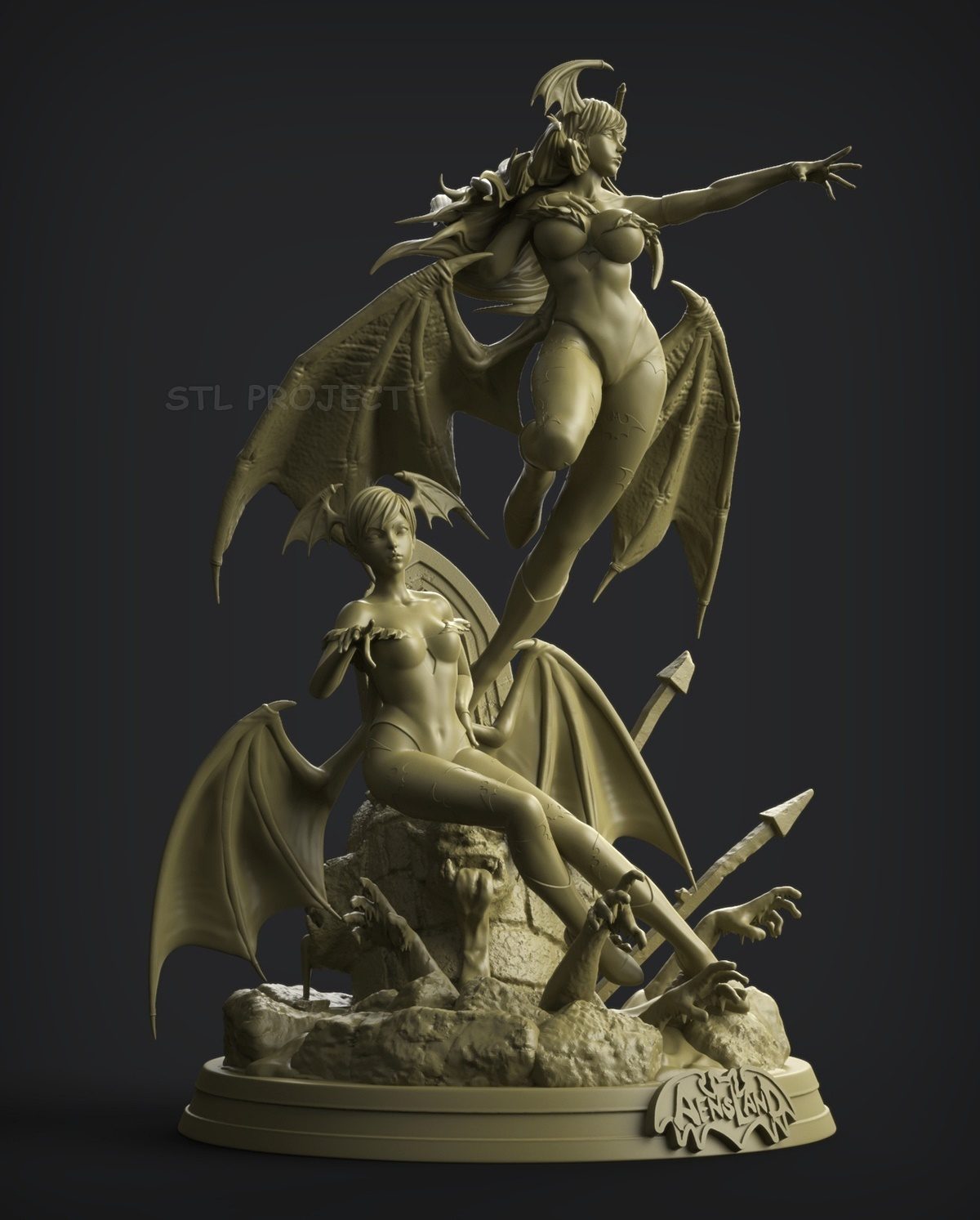 Succubus Morigan And Lilith Vampire 3D Printing Model Stl