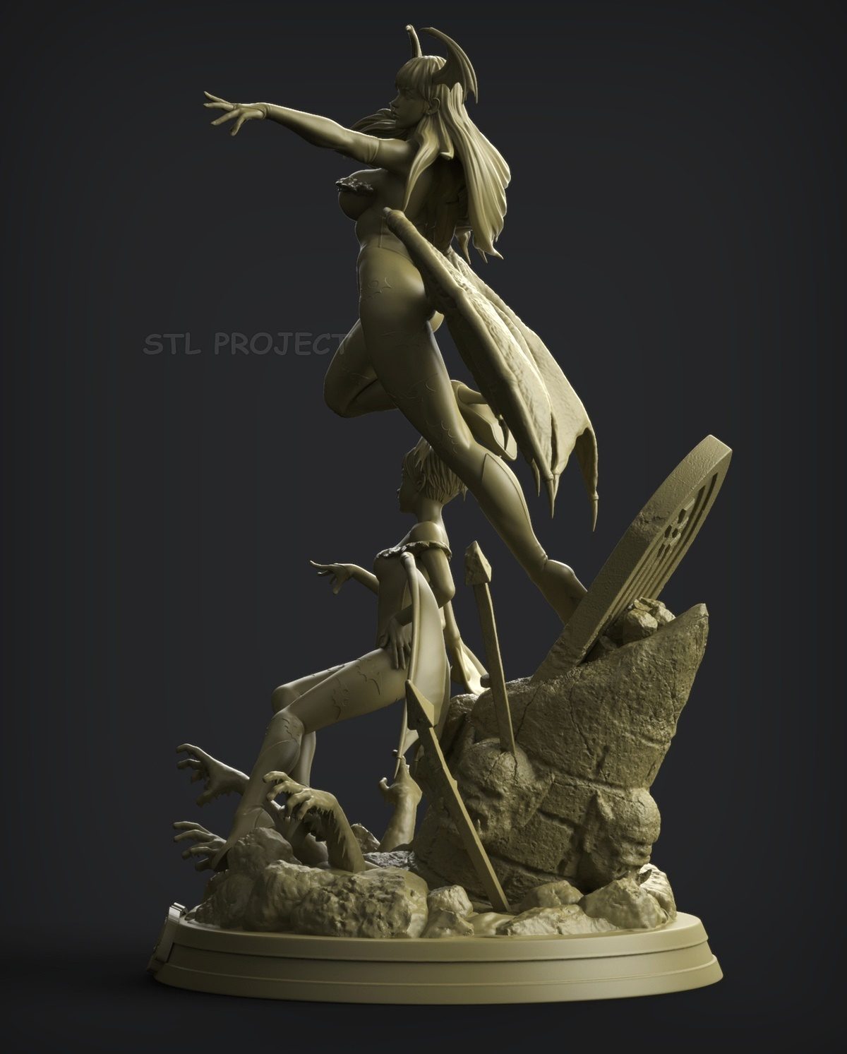 Succubus Morigan And Lilith Vampire 3D Printing Model Stl view 3