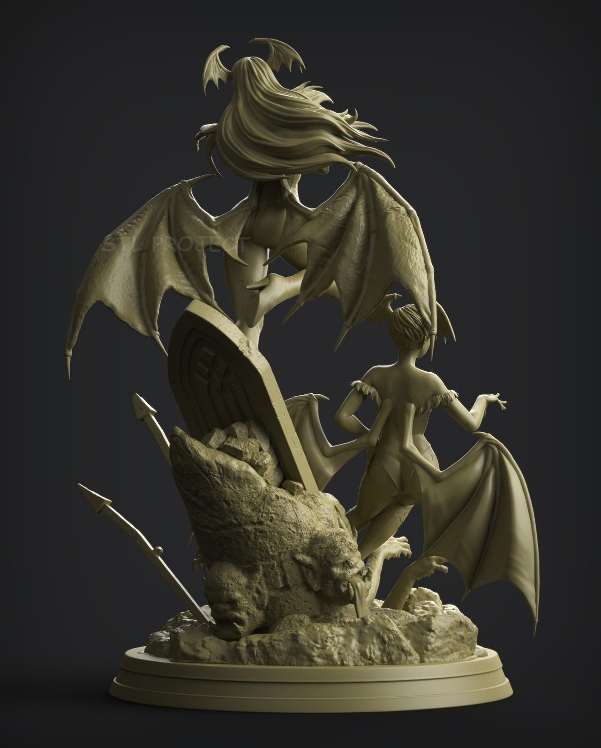Succubus Morigan And Lilith Vampire 3D Printing Model Stl view 4