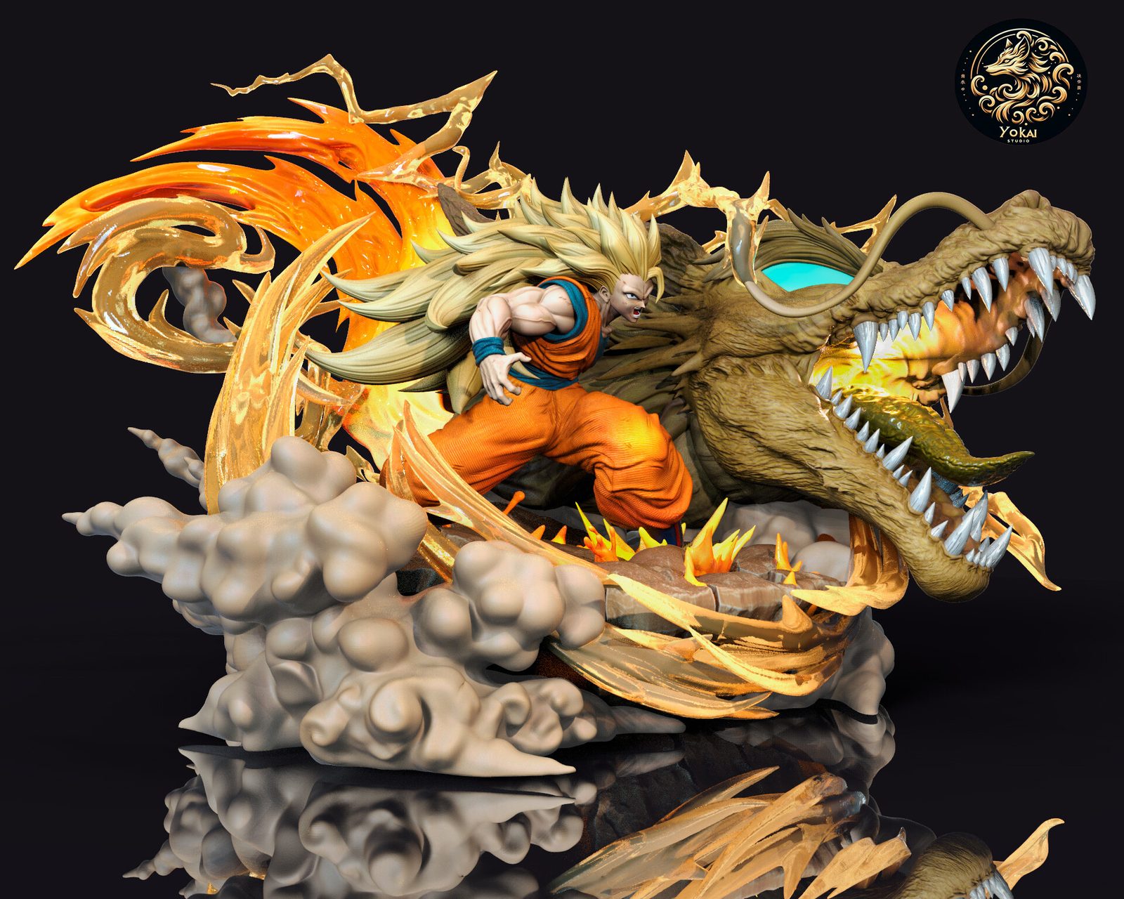 Goku Super Saiyan 3 Dragon Fist Diorama -Yōkai Studio