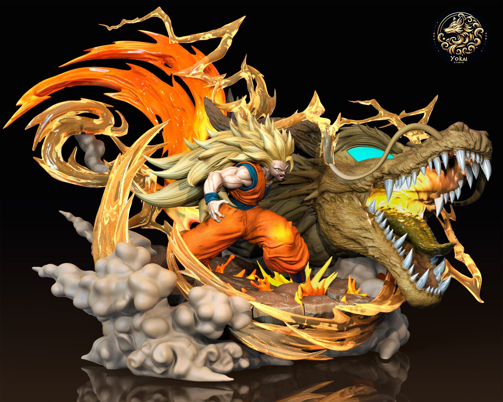 Goku Super Saiyan 3 Dragon Fist Diorama -Yōkai Studio view 2
