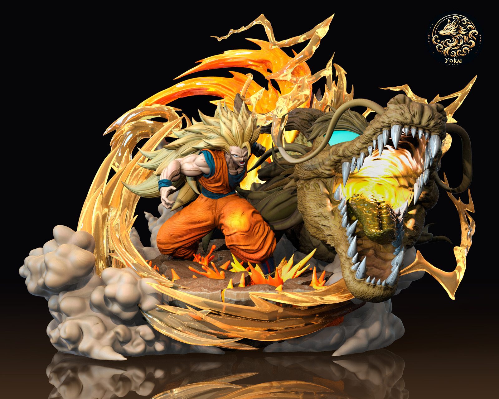 Goku Super Saiyan 3 Dragon Fist Diorama -Yōkai Studio view 4