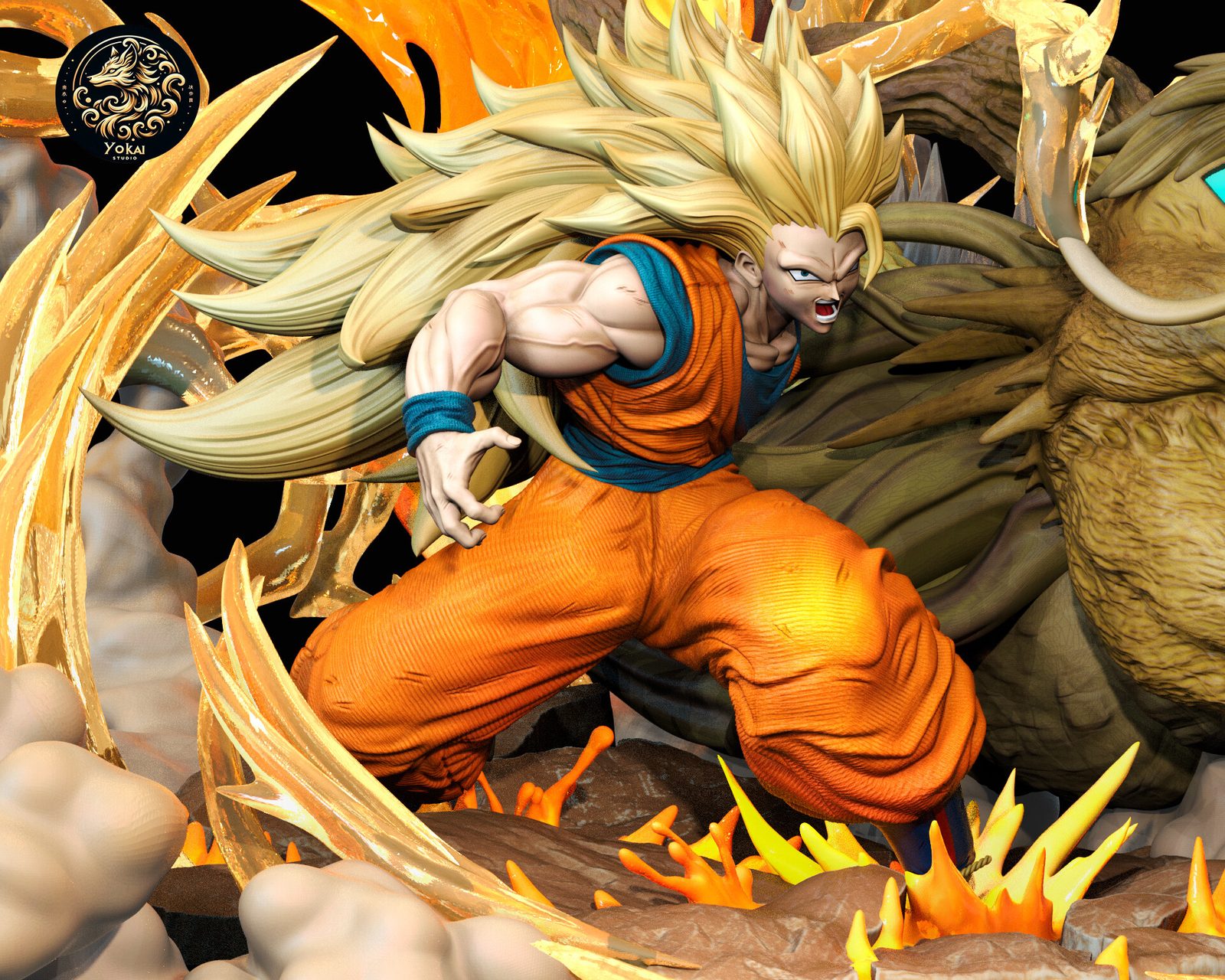 Goku Super Saiyan 3 Dragon Fist Diorama -Yōkai Studio view 6